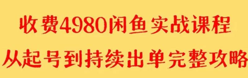 外面收费 4980 闲鱼无货源实战教程，单号 4000+