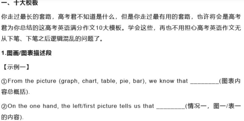【免费下载】高中英语 满分作文十大模板+100金句+88黄金词组
